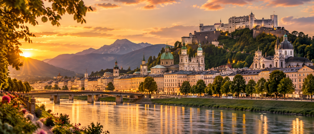 Panorama Bild Salzburg in abendlicher Stimmung