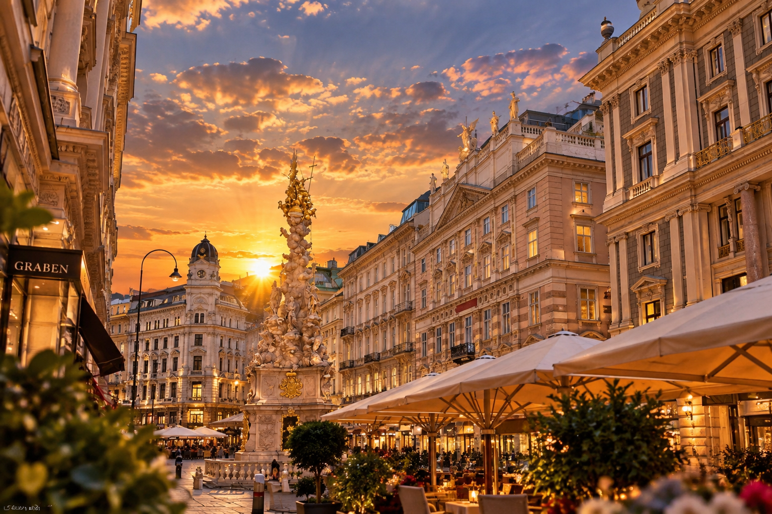 Historische Innenstadt von Wien am Abend