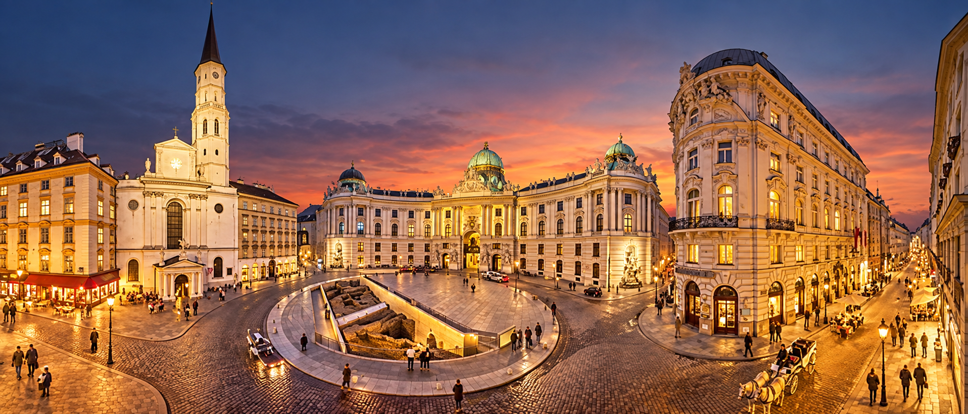 Panorama der Wiener Innenstadt am Abend